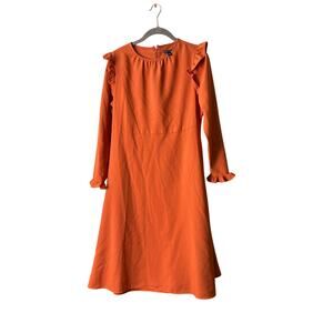 Ann Taylor Dress with Small Ruffle Accent Orange Sz 4